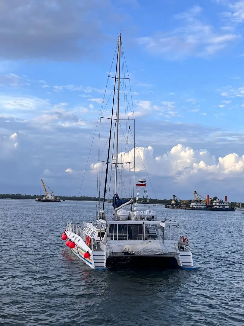 A catamaran under sail