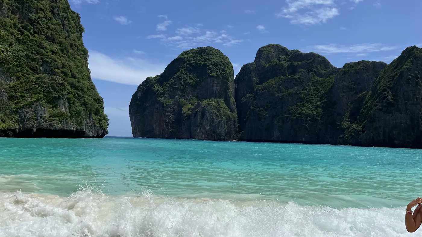 Maya Bay, Phi Phi — turquoise water between the cliffs